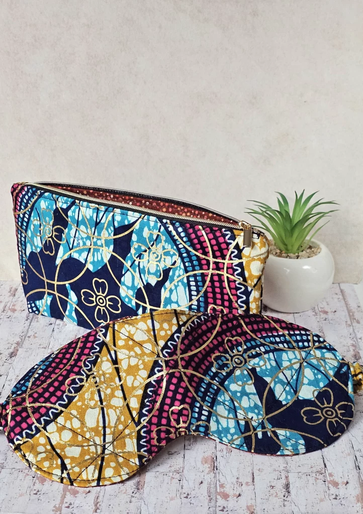 Red blue gold foiled African matching sleep mask